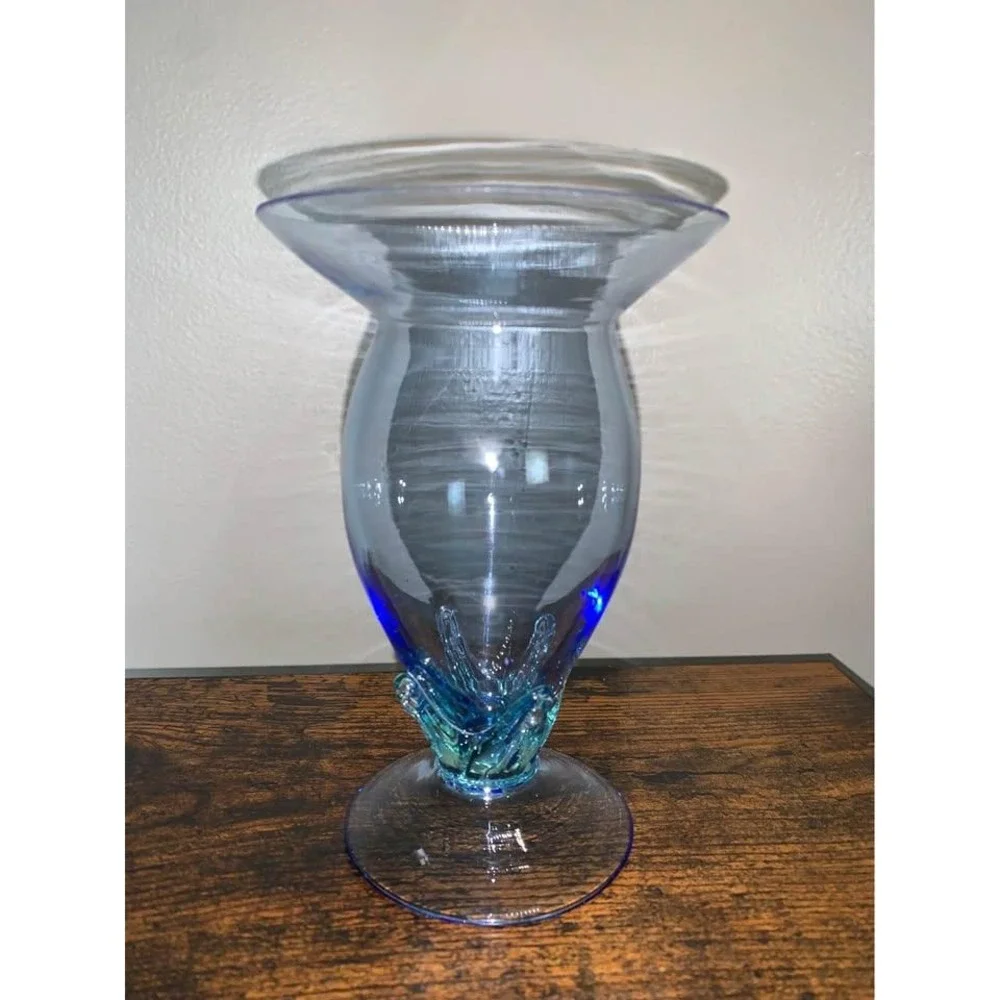 Vintage blue glass‎ vase